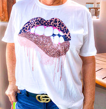 Load image into Gallery viewer, Bite My Lip Leopard Print Lips T Shirt Available at Flutter City Boutique