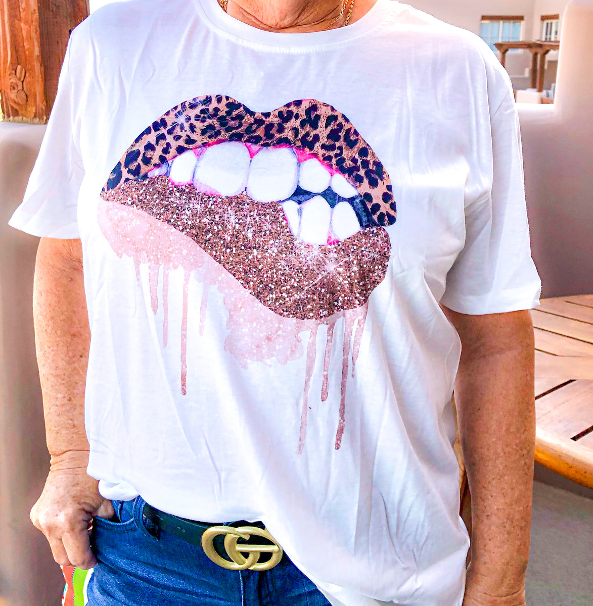 MakingShirtHappen Leopard Print Biting Lips T Shirt | Fashion Lover Gift
