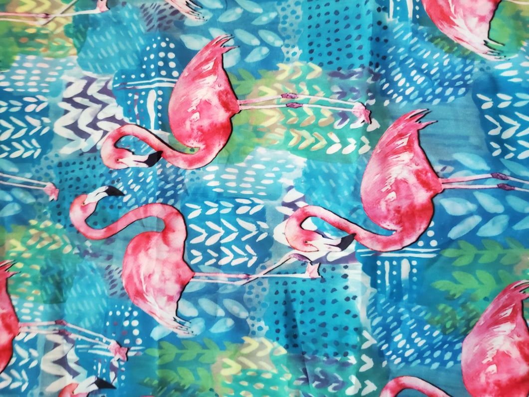 Jumbo Double Stitched Blue and Pink Flamingo Tote