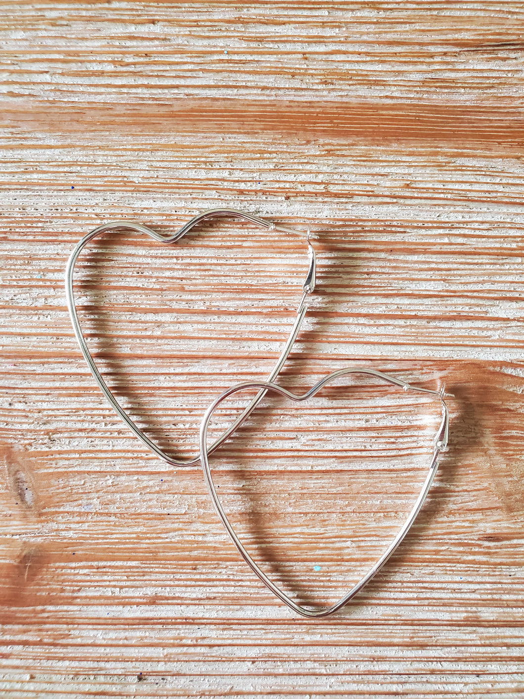 Silver Love Heart 2 1/2 Inch Earrings